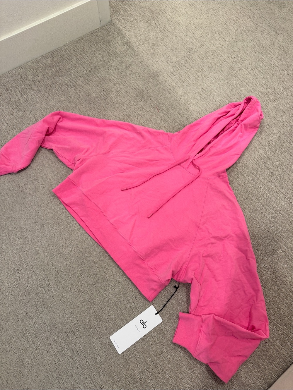 NWT ALO Yoga Cropped Double Take Hoodie Paradise Pink